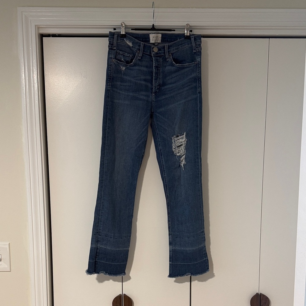 McGuire Denim Distressed Blue Cropped Jeans